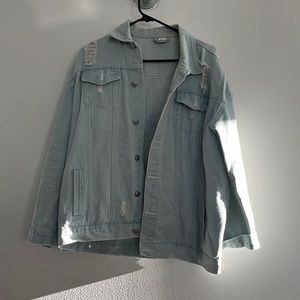 Distressed light jean jacket